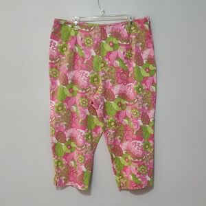 Briggs New York Capri Pants Size 20W Spring Summer Colorful Preppy Cotton Floral